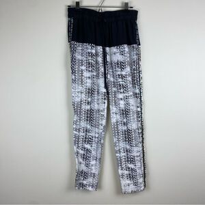 Parker Black White Printed Embroidered Sides Silk Pants Size S